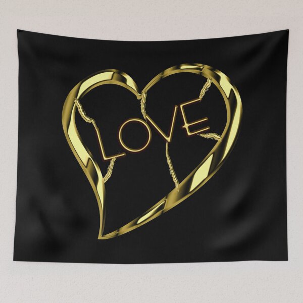 Item preview, Golden heart with text "LOVE" designed and sold by Robert Elfferich.