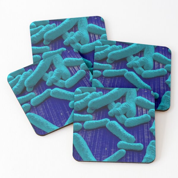 Item preview, Light blue bacteria on binary floor cybersecurity concept designed and sold by NerdySherds.