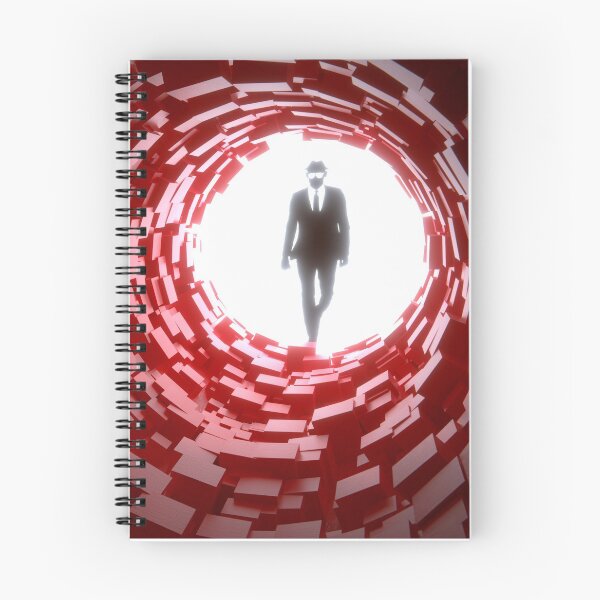 Item preview, Hacker entering a red cubic tunnel cybersecurity concept designed and sold by NerdySherds.