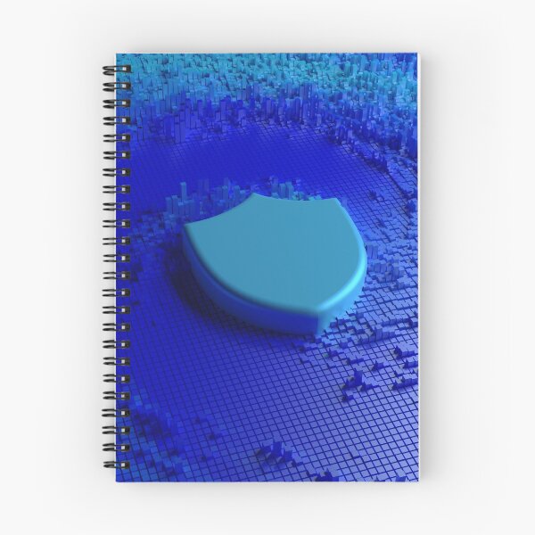 Item preview, Blue shield on a circular cubic landscape cybersecurity designed and sold by NerdySherds.