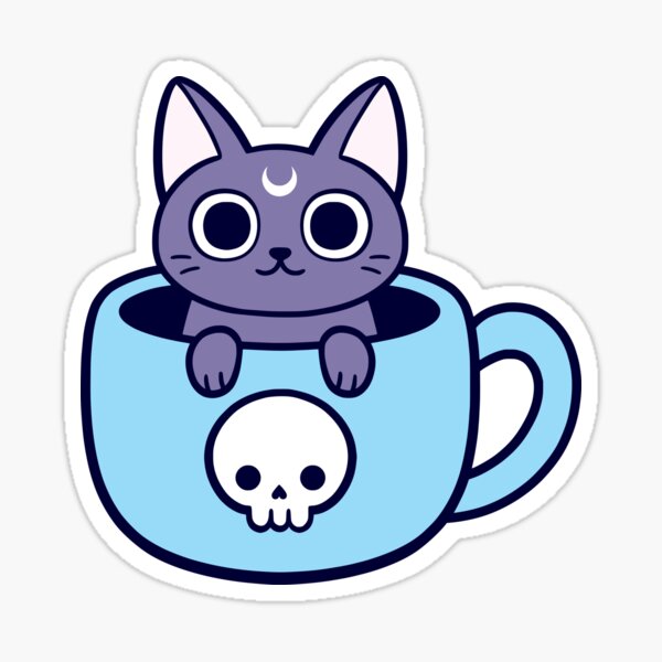 Black Magic Tea / Coffee Cat Sticker