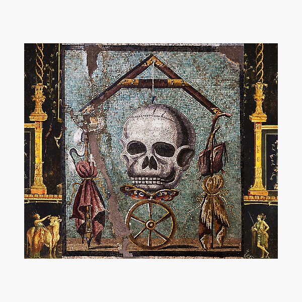 POMPEII COLLECTION / MEMENTO MORI, SKULL ,BUTTERFLY  AND WHEEL OF FORTUNE Photographic Print