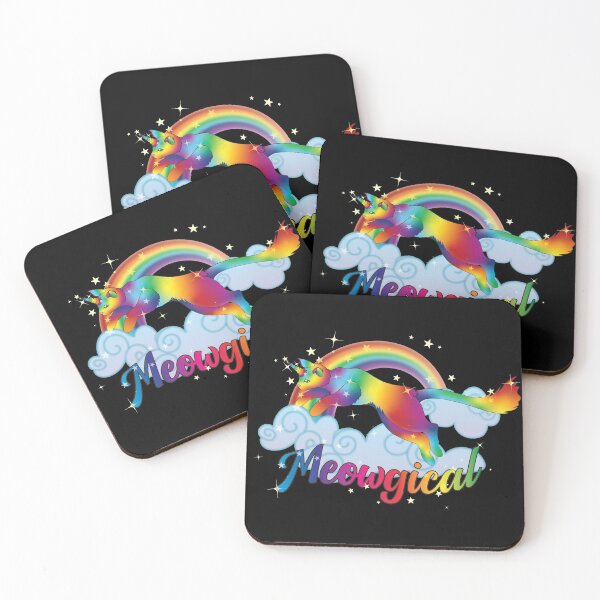 Item preview, Meowgical Rainbow Cat Unicorn jumping from clouds designed and sold by DoodleTrees.