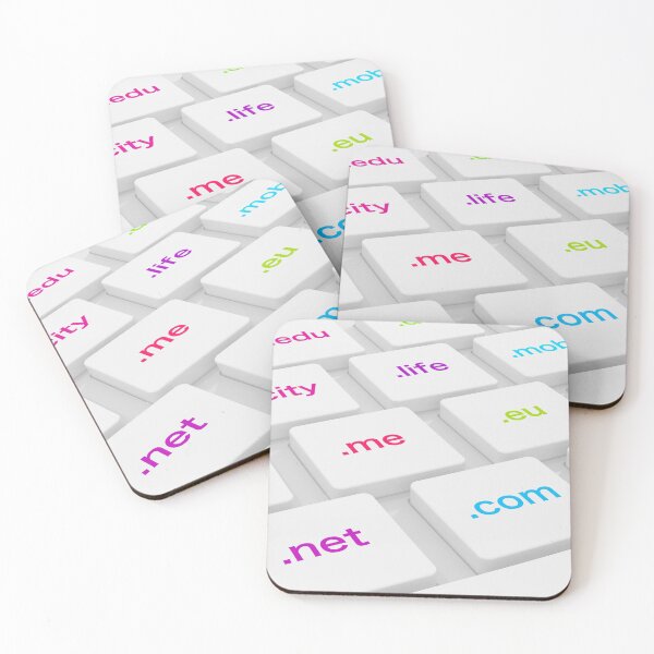 Item preview, White computer keyboard with differently colored domain endings designed and sold by NerdySherds.