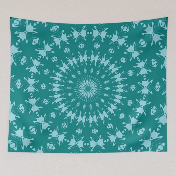 Item preview, Tanager Turquoise and Teal Blue Abstract Pattern Mandala designed and sold by taiche.