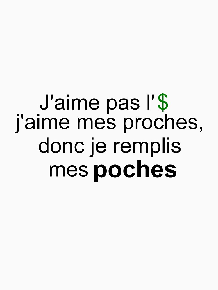 Tshirt « pnl citation de cramés j�aime pas l�argent