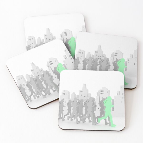 Item preview, Female runners in front of city skyline designed and sold by NerdySherds.