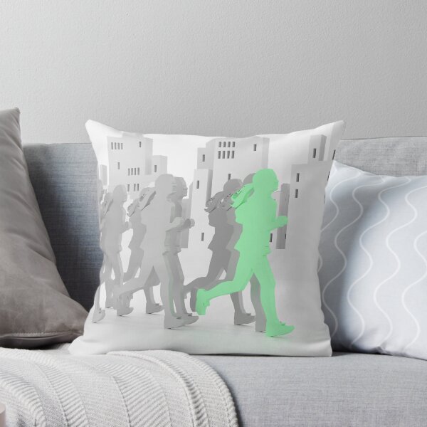 Item preview, Female runners in front of city skyline designed and sold by NerdySherds.