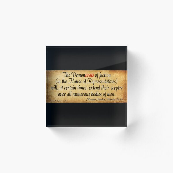 Hamilton's Federalist Paper #65 Acrylic Block