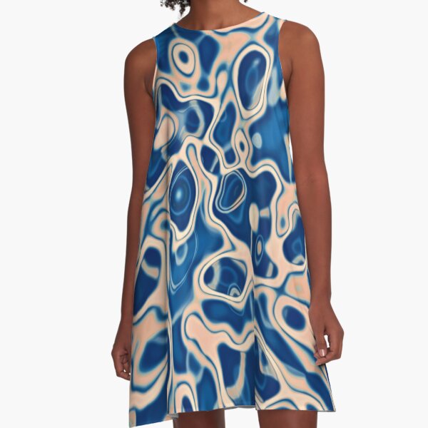 Abstraction of DarkSlateBlue Bisque A-Line Dress