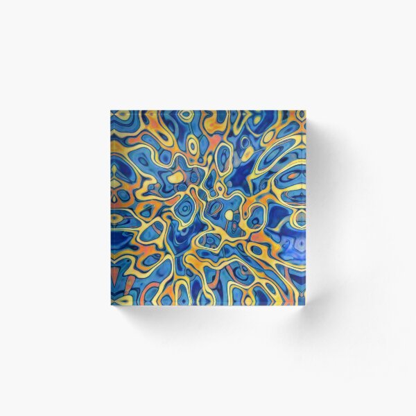 Abstraction of SteelBlue Golden Grass Acrylic Block
