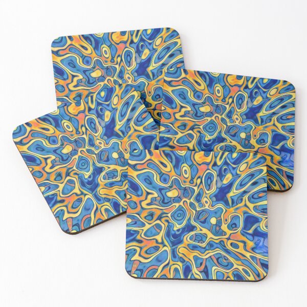 Abstraction of SteelBlue Golden Grass Coasters (Set of 4)