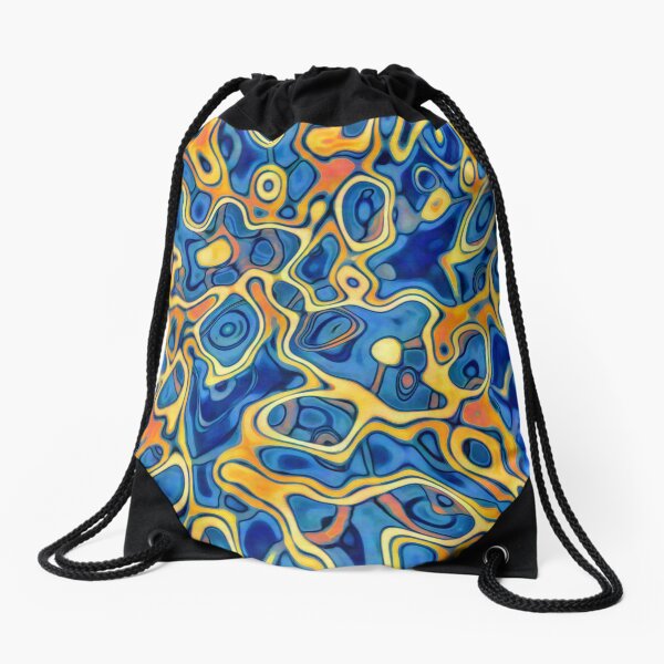 Abstraction of SteelBlue Golden Grass Drawstring Bag