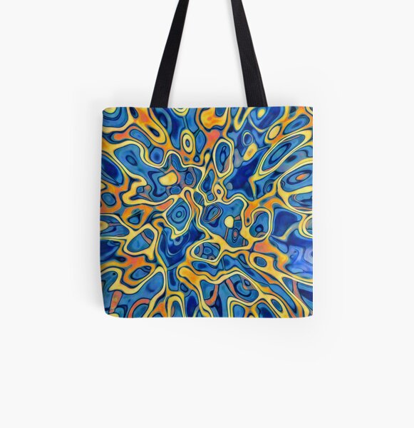Abstraction of SteelBlue Golden Grass All Over Print Tote Bag