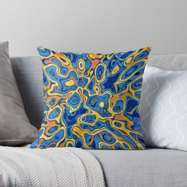 Abstraction of SteelBlue Golden Grass Throw Pillow