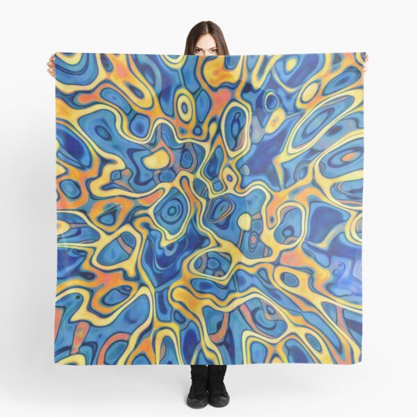 Abstraction of SteelBlue Golden Grass Scarf