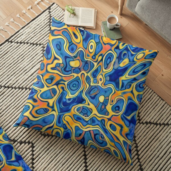 Abstraction of SteelBlue Golden Grass Floor Pillow
