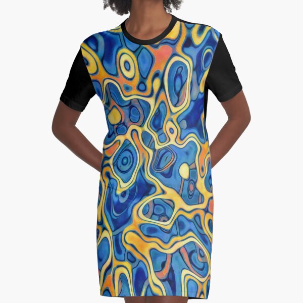 Abstraction of SteelBlue Golden Grass Graphic T-Shirt Dress