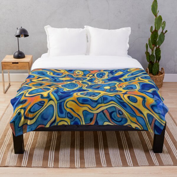 Abstraction of SteelBlue Golden Grass Throw Blanket