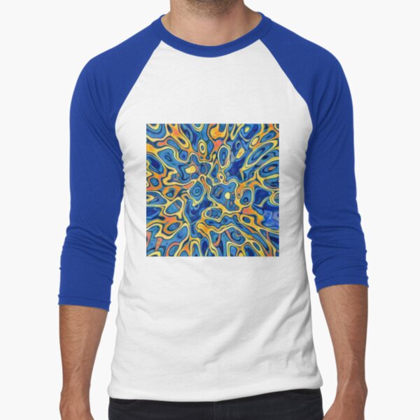 Abstraction of SteelBlue Golden Grass Baseball ¾ Sleeve T-Shirt