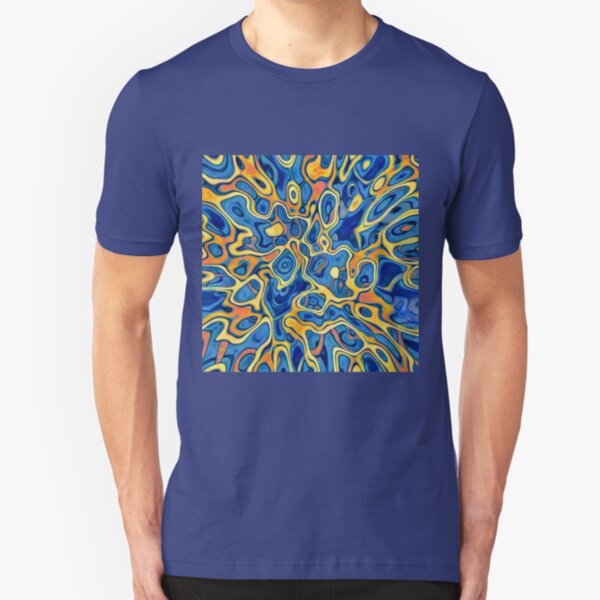Abstraction of SteelBlue Golden Grass Slim Fit T-Shirt