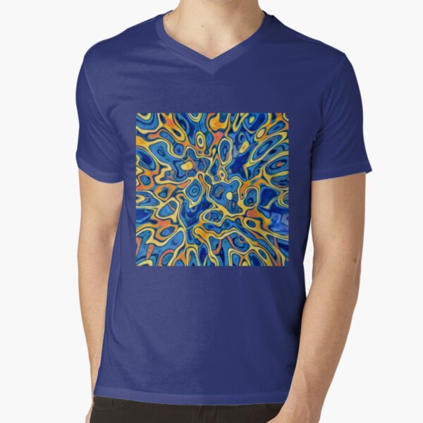 Abstraction of SteelBlue Golden Grass V-Neck T-Shirt