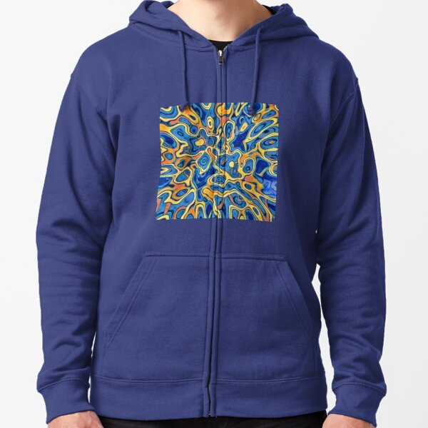Abstraction of SteelBlue Golden Grass Zipped Hoodie