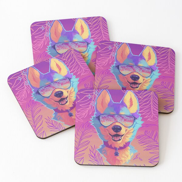 perro brillante Posavasos (lote de 4)