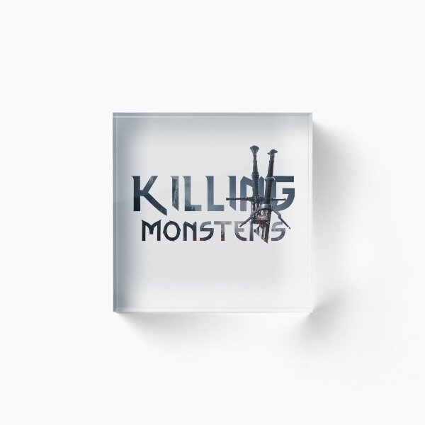 Killing Monsters Swords Text Acrylic Block
