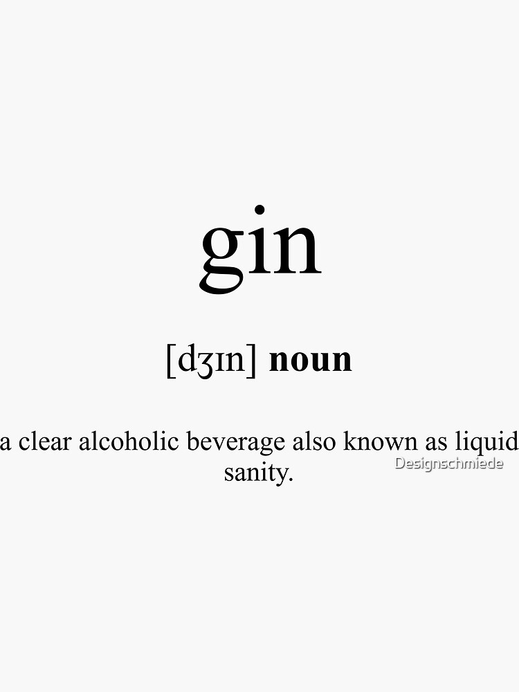 "Gin Definition Dictionary Collection" Sticker for Sale by Designschmiede Redbubble
