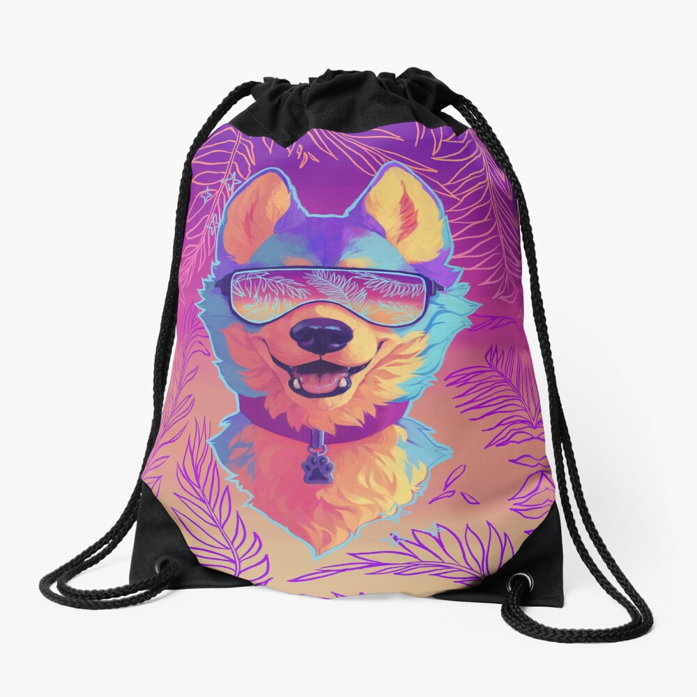 sparkle dog Drawstring Bag