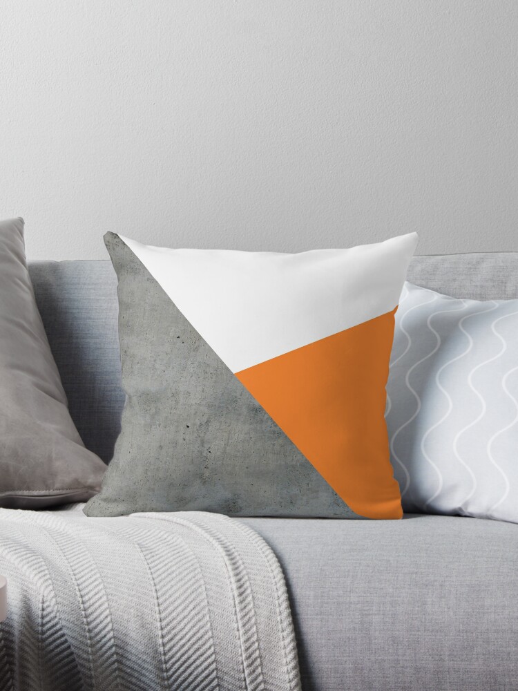 Concrete Tangerine White Throw Pillow by ARTbyJWP | redbubble.com