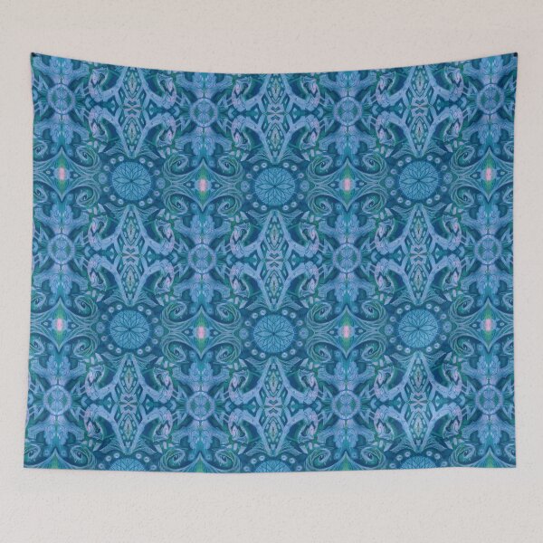 Item preview, Curves and Lotuses Bohemian Arabesque Pattern Turquoise Blue Teal designed and sold by Julia Khoroshikh.