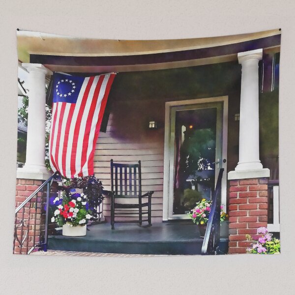Item preview, House with Betsy Ross Flag designed and sold by Susan Savad.