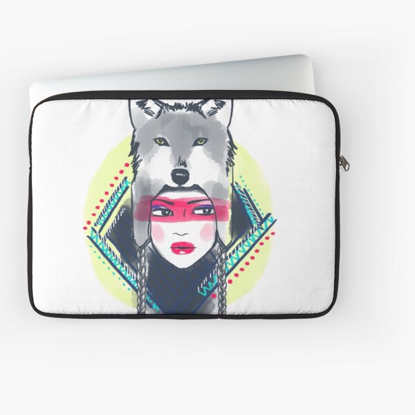 Girl with wolf hat Laptop Sleeve