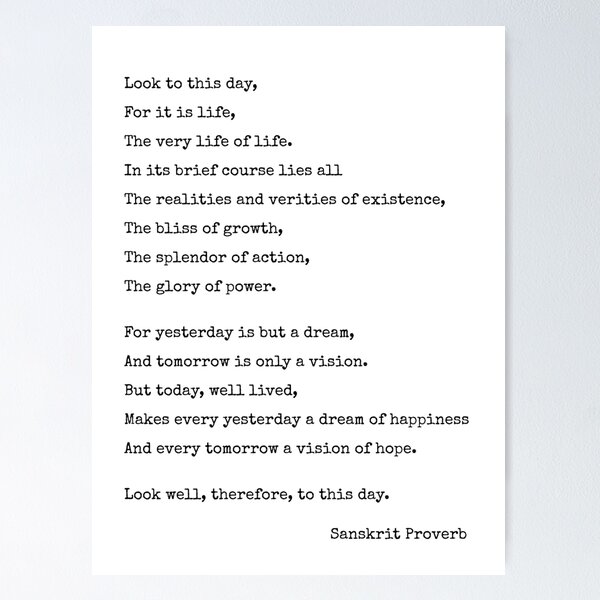 Item preview, 'Look to this day' Inspirational Life Proverb  designed and sold by knightsydesign.