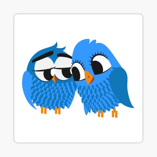 Item preview, Two blue cartoon owls in love designed and sold by Cute Art Design.