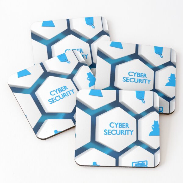 Item preview, The word cybersecurity in blue and various security icons designed and sold by NerdySherds.