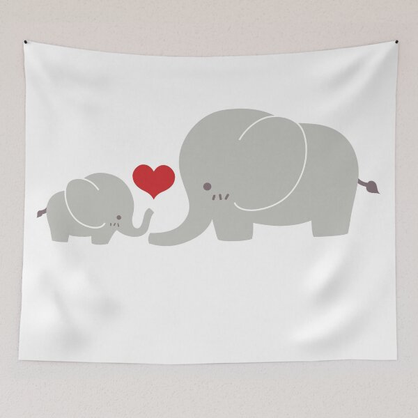Item preview, Baby and parent elephant with heart designed and sold by Cute Art Design.