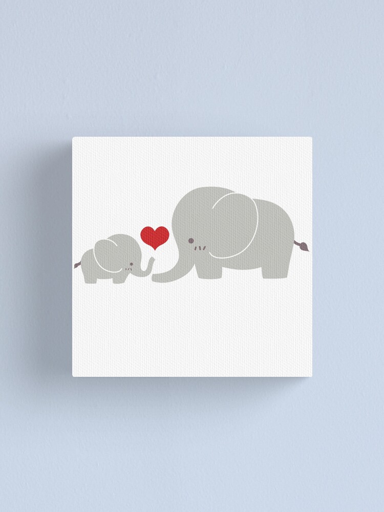 Alternate view of Baby and parent elephant with heart Canvas Print