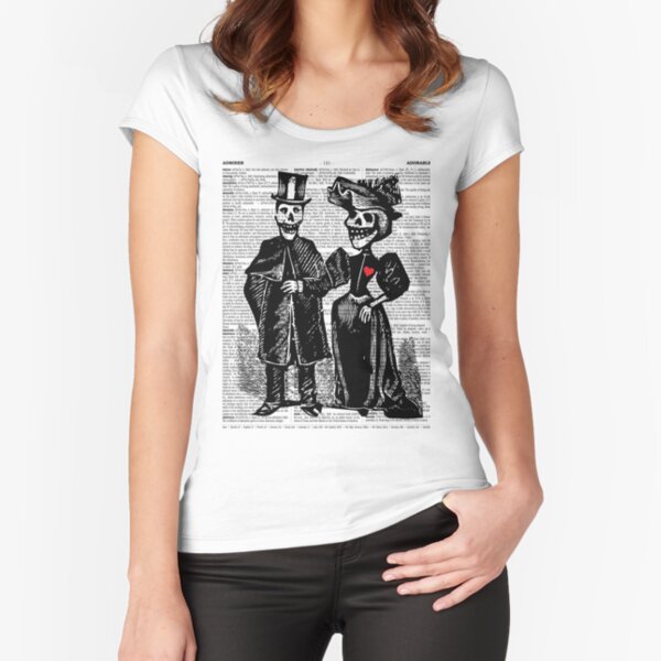 Calavera Couple | Day of the Dead | Dia de los Muertos | Skulls and Skeletons | Vintage Skeletons | Fitted Scoop T-Shirt