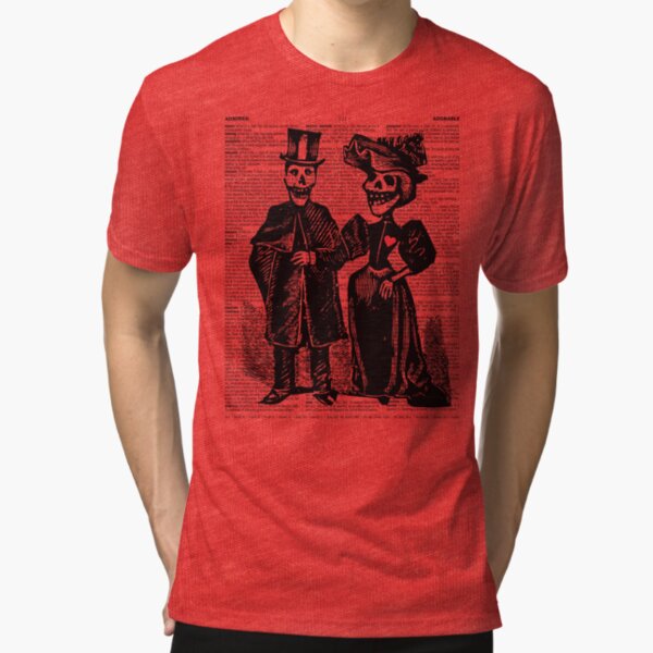 Calavera Couple | Day of the Dead | Dia de los Muertos | Skulls and Skeletons | Vintage Skeletons | Tri-blend T-Shirt