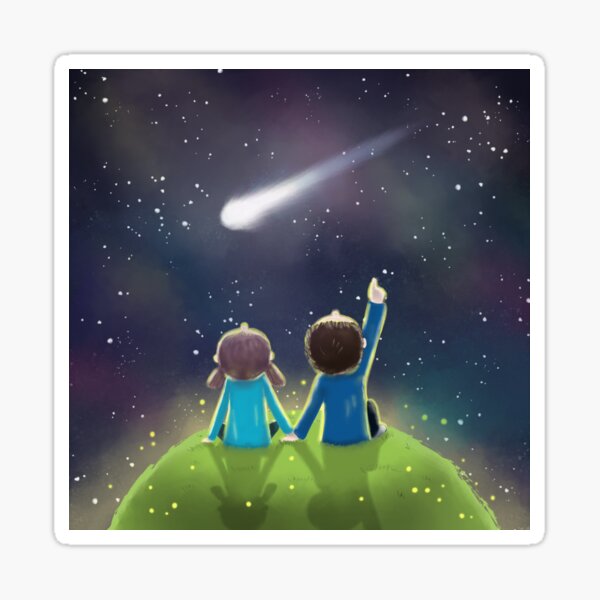 Love under the night sky Sticker