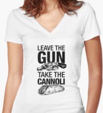 Leave the Gun Take the Cannoli Women's Fitted V-Neck T-Shirt
