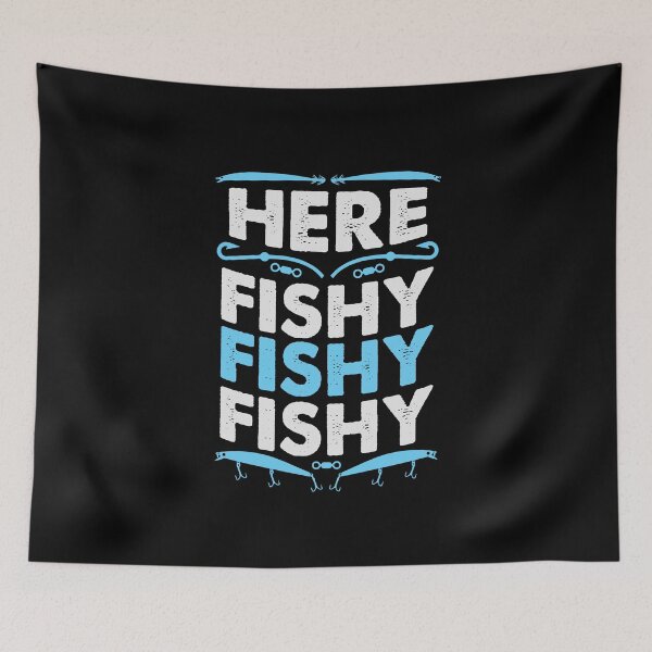 Item preview, Fishing - Here Fishy Fishy Fishy Blue / White designed and sold by Mohja-Design.