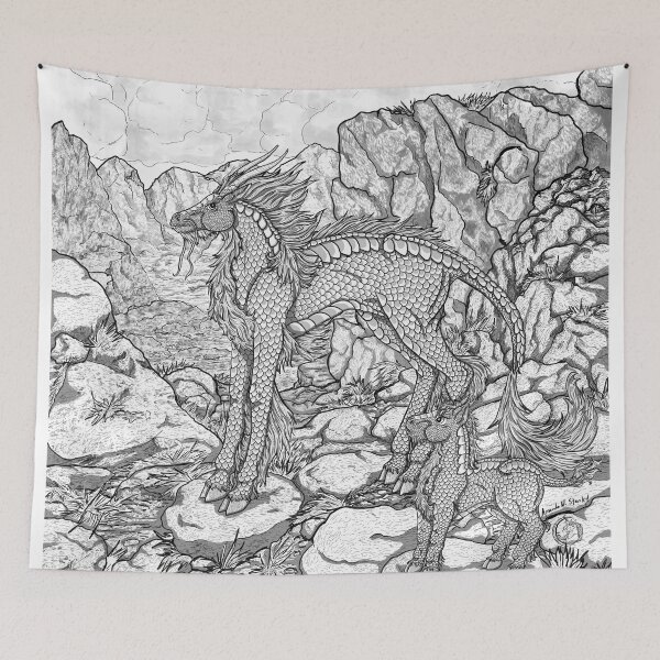 Item preview, Kirin and Foal BW designed and sold by Amanda Stanley.