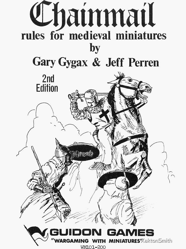 "Chainmail miniature wargame rules by Gary Gygax" Sticker for Sale by