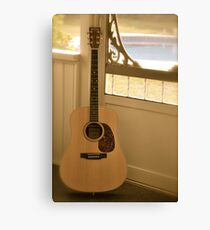Martin guitar on porch Canvas Print