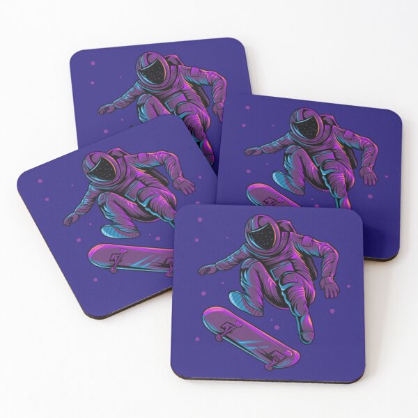 Aperçu de l'œuvre astronautes, planches à roulettes, coloré, violet, noir, Design2Z, ciel, bleu créée et vendue par Design2Z.