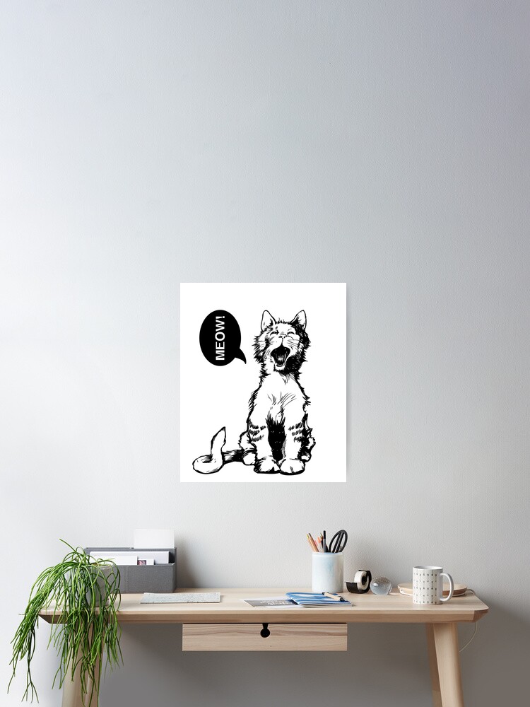 Poster Chat Chaton Meow Patte Chat Noir Animal De Compagnie Gros Chat Dessin Par Fiesta1000 Redbubble